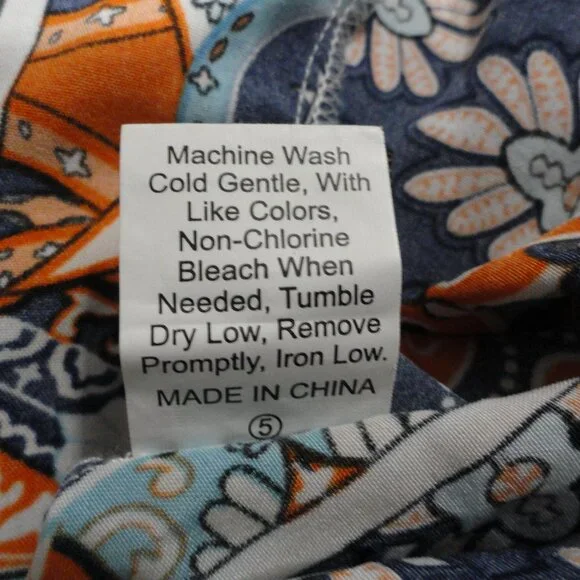 Shein Curve Boho Chic Dress Exotic Blue Orange Shirred bodice Women's Size 1X - Picture 9 of 9